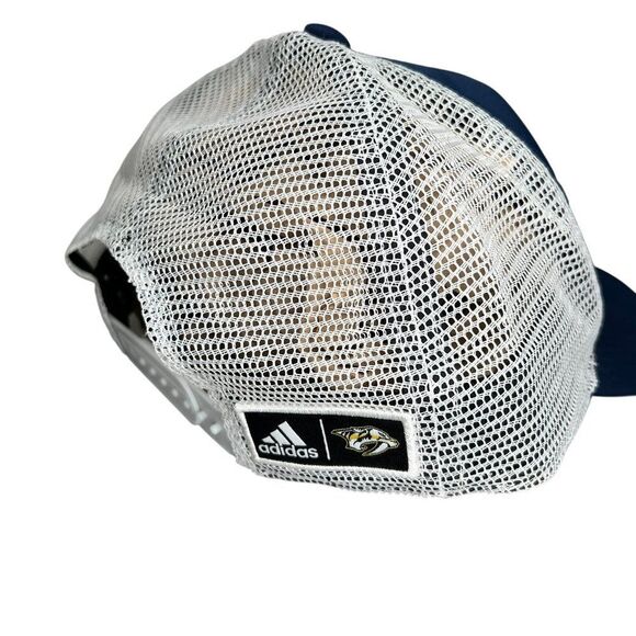 Adidas Nashville Predators Hat Men's Blue Ice Hockey Snap Back Trucker Cap - Picture 4 of 10